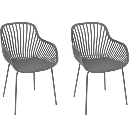 The Home Deco Factory – Lot de 2 fauteuils de jardin – Structure en aluminium – Assise en textilène – Dimensions 54x53x84cm – Gris – Pour extérieur (1/5)