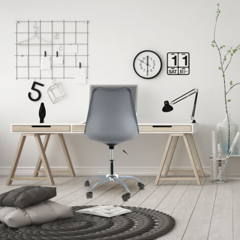 Chaise - HOME DECO FACTORY - KIRUNA - Roulettes - Confortable - Grise (1/5)