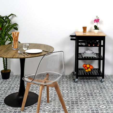 Desserte à Roulettes - HOME DECO FACTORY - Rangement - Noir et Marron (1/5)