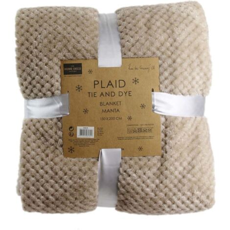 The Home Deco Factory – Plaid nid abeille beige XXL 150x200 cm – Polyester doux – Toucher soft pour moments de plaisir – Lavable à la main