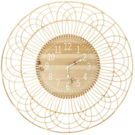 The Home Deco Factory – Horloge murale en rotin 70 cm – Design naturel – Profondeur 4,5 cm – Poids léger 1,5 kg – Idéale pour décoration intérieure