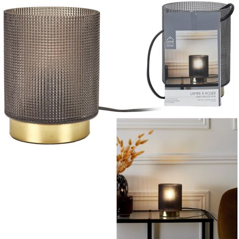 Lampe A Poser Verre Embosse Noir (1/5)