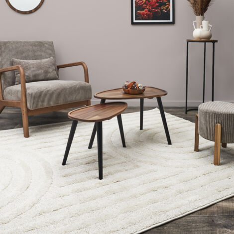 Lot de 2 tables basses organiques effet bois et noir - VAHINA