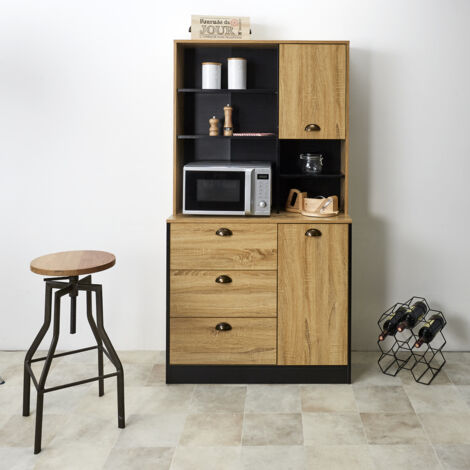 The Home Deco Factory – Buffet de cuisine en bois – Longueur 120cm, Largeur 40cm, Hauteur 85cm – Design élégant pour rangement vaisselle