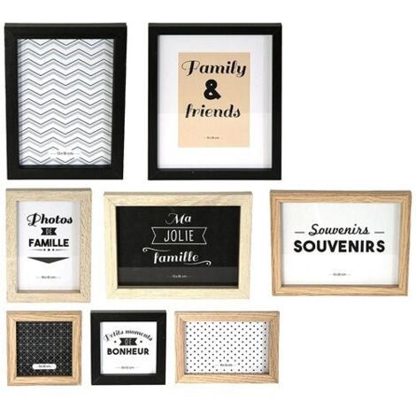 The Home Deco Factory – Lot de 8 cadres photo en bois – Dimensions variées 13x18 cm, 10x15 cm, 10x10 cm, 15x20 cm – Compatible avec photos de différentes tailles