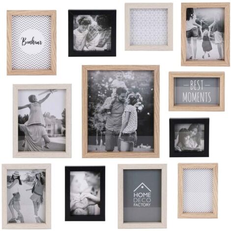 The Home Deco Factory – Lot de 12 cadres photo en bois MDF – Dimensions 27,5 x 22,5 cm – Verre inclus – Pour photos 20,5 x 25,5 cm et 15 x 20 cm