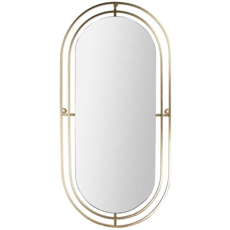 The Home Deco Factory – Miroir sur pied en métal doré – Design art déco – Accroche verticale/horizontale – Élément décoratif pour intérieur moderne (1/8)