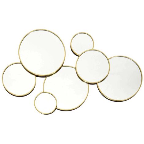 The Home Deco Factory – Miroir rond doré sur pied – Dimensions 57x35 cm – MDF et verre – Style moderne pour décoration intérieure