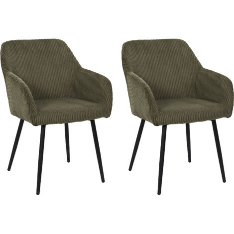 The Home Deco Factory – Lot de 2 fauteuils relax en tissu côtelé vert – Confort optimal pour salon – Design moderne et élégant