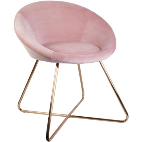 Fauteuil - HOME DECO FACTORY - Karl - Velours - Rose et Or (1/4)