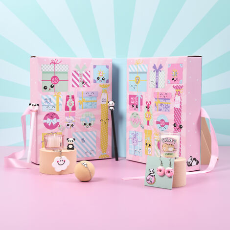 Calendrier Kawaii avec bougie et surprises – 24 surprises adorables – Design pastel et animaux mignons – Idée cadeau originale – The Concept Factory