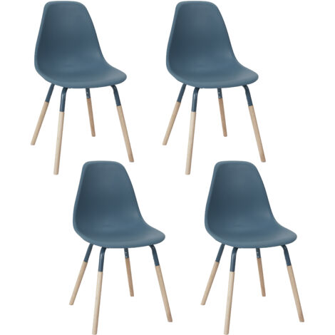 The Home Deco Factory – Chaise scandinave bleu canard – Lot de 4 – Pieds en bois – Hauteur d'assise 48 cm – Dimensions 48.5 x 85 x 46 cm (1/5)
