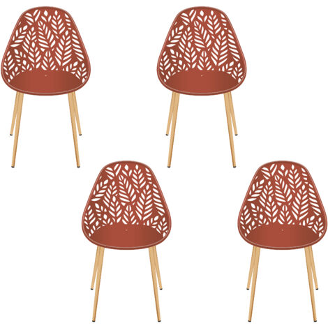 The Home Deco Factory – Chaise Lucena terracotta – Lot de 4 – Design ergonomique avec découpes artistiques – Confort intérieur et extérieur