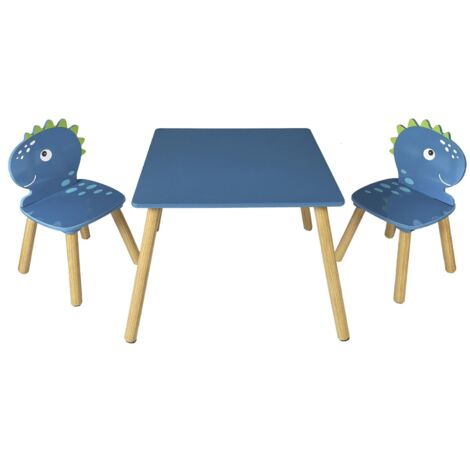 Table et 2 Chaises - HOME DECO KIDS - Dino - Dinosaures - Ludique - Bleu (1/7)