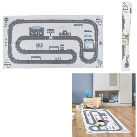 Tapis - HOME DECO KIDS - Circuit - Blanc et gris (1/4)