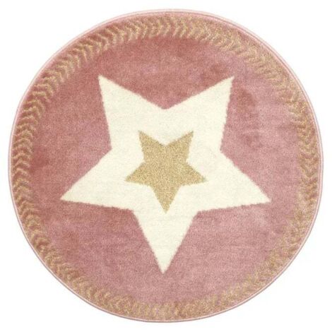 Tapis Rond - HOME DECO KIDS - Étoile Fil Métallisé - Rose - 80 cm (1/5)