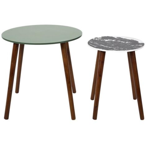 Table Gigogne Vert Et Pied Bois Fonce X2 (1/5)