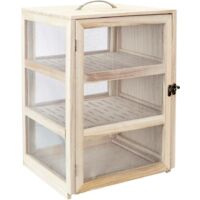 Garde-manger 28x24x39cm – 2 plateaux perforés amovibles – Pour fromages et charcuterie – Crochets pour saucissons – Cook Concept