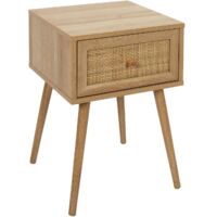 The Home Deco Factory – Table de chevet marron tropicale avec tiroir – Design moderne pour chambre – Dimensions optimales pour petits espaces