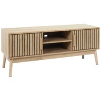 Meuble TV Klaus – Rangement pour télécommandes et DVD – Gestion des câbles – Design élégant marron