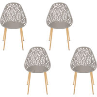 The Home Deco Factory – Lot de 4 chaises ergonomiques ajourées taupe – Design naturel – Confort prolongé – Pour intérieur et extérieur