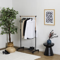 Portant - JE CHERCHE UNE IDEE - Effet Bois - Ajustable - Avec Roulettes