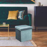 Coffre Pouf Pliable - HOME DECO FACTORY - GIULIA - Design - Bleu