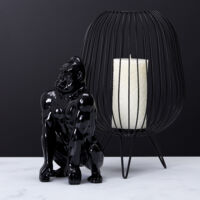 The Home Deco Factory – Statue gorille en céramique noire – Hauteur 30cm – Décoration moderne pour intérieur – Design contemporain
