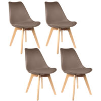 Lot de 4 Chaises - HOME DECO FACTORY - Scandinaves - Rembourrées - Marron