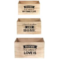 The Home Deco Factory – Lot de 3 cagettes en bois Paulownia – Dimensions 40x22x31 cm, 37x27x20 cm, 34x24x18 cm – Empilables pour rangement optimisé