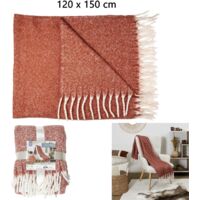 Plaid - Home Deco Factory - Terracotta - à Franges - Orange