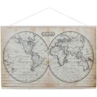 Mappemonde Murale - Home Deco Factory - Textile - Noir Et Marron