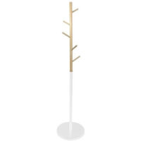 The Home Deco Factory – Portemanteau bicolore en bois 180 cm – 5 patères – Base ronde pour intérieur contemporain