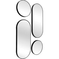 The Home Deco Factory – Lot de 4 miroirs ronds et ovales noir – Encadrement décoratif – Accroche verticale – Formats variés pour agencement intérieur