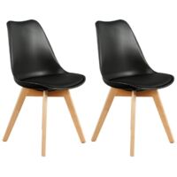 Lot de 4 Chaises - HOME DECO FACTORY - Scandinaves - Rembourrées - Noires