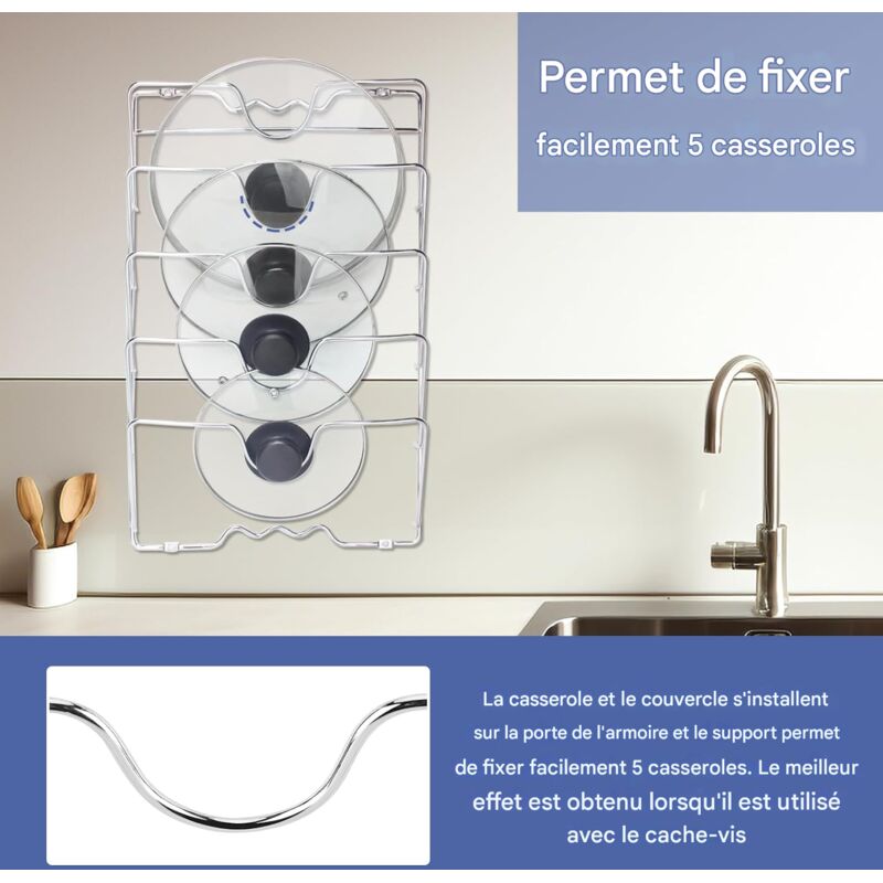 Organisateur D'assiettes Argenté - Range-couvercles En Aluminium - NEUF