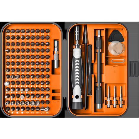 Jeu de tournevis de précision, 130 en 1, magnétique et électronique, avec kit de réparation 120 positions pour PC, ordinateurs, ordinateurs portables, téléphones portables, consoles de jeux, lunettes (1/5)