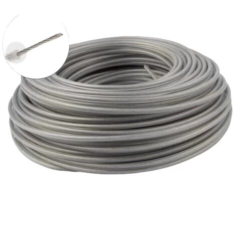 Fil de Coupe Ligne de Coupe Herbe en Acier Robuste 3mm x 45m Rond Remplacement String Line Cordon de Corde pour débroussailleuses
