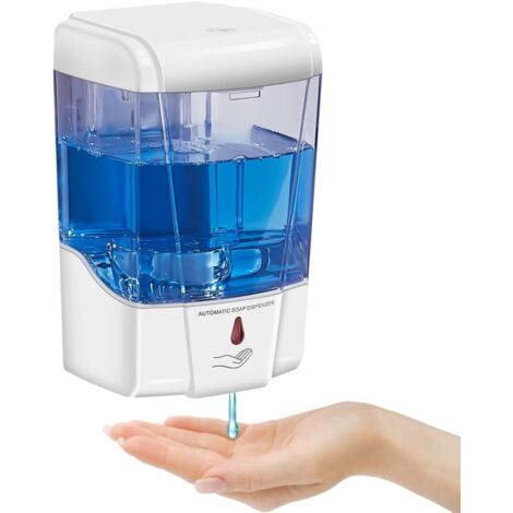 Distributeur de Savon Blanc Automatique sans Contact à Piles Distributeur de Savon Électrique Capteur avec Capacité de 700ML 0-10CM Capteur de Mouvement