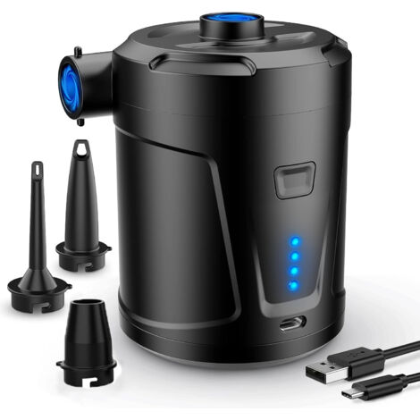 Pompe à air électrique, Batterie Rechargeable 5200 mAh, Gonfleur Matelas Gonflable avec 3 Buses d'air, Gonfleur Rapide pour Bateau Pneumatique/Matelas Pneumatique