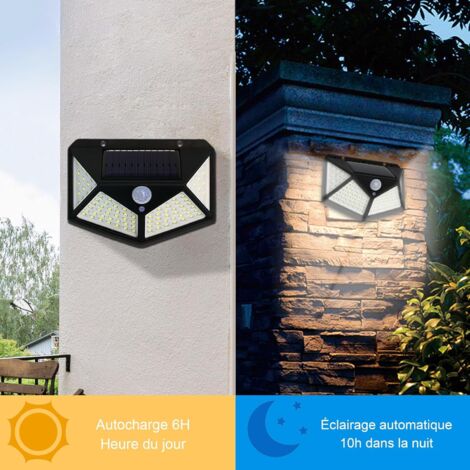 Lot De 4 Lampes Solaires Murales Extérieures - 3 Couleurs De Lumière - Étanche IP65 - Pour Clôture, Jardin, Terrasse