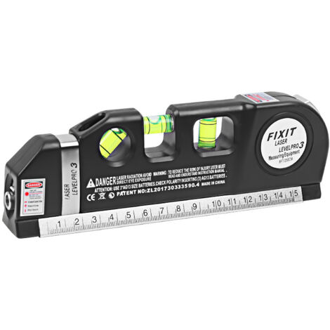 Niveau Laser Polyvalent , Niveaux à Bulle, Ruban à Mesurer, Règle Standard et Métrique (8 pi / 250 cm)