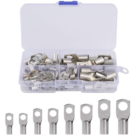 60 Pcs Cosses Électrique Trou Boulon En Cuivre Étamé Connecteurs Sc À Sertir/Souder Pour Câble De 6m㎡ 8m㎡ 10m㎡ 16m㎡ 25m㎡