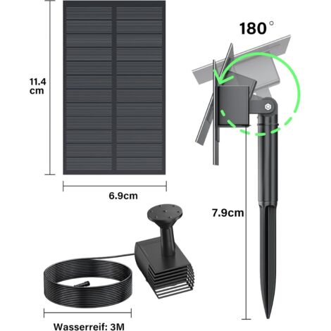 Pompe Solaire 6W Pour Fontaine De Jardin - Filtre Et Tuyau Inclus, Parfaite Pour Bassin, Bain D'oiseaux Et Aquarium Extérieur
