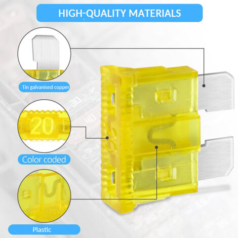 Lot De 100 Mini Fusibles Antivol Pour Voiture, Kit De Porte Fusibles Adaptateur De Fusible A Lame Avec~p140230578