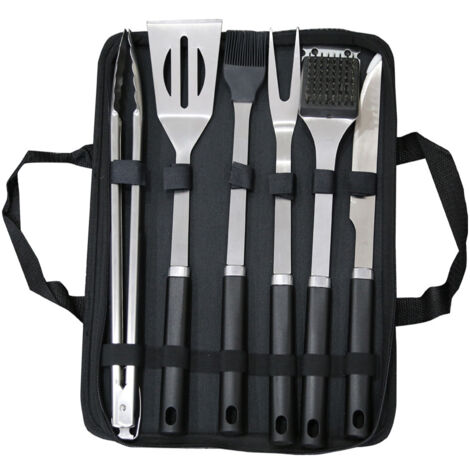 6Pcs Ensemble Ustensiles Barbecue en Acier Inoxydable Professionnel - Kit d'Accessoires Grill Barbecue Pratiques avec Sac Portable - Set Barbecue Outils pour Camping d’Extérieur et Pique-Nique (1/5)