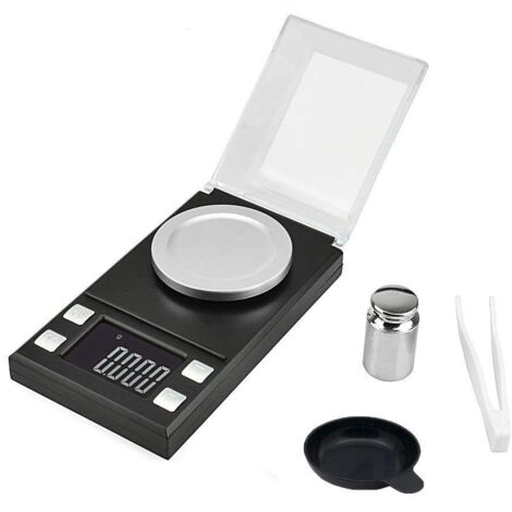 Balance Numérique, Balance de Poche avec Ecran LCD, Balance Electronique 0.001-50g avec Balance Haute Précision, Mini Balance Intelligente Portable Milligram avec Fonction de Tare et De calibrage