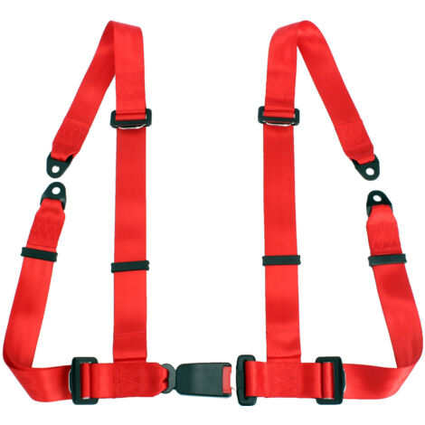 Harnais universel ceinture de sécurité de voiture 4 points rouge (1/5)
