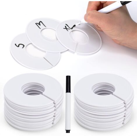 40 Pièces Séparateurs Ronds de Taille de Vêtements pour Penderie Bébé,Diviseurs de Cintres pour Classification de Placard,avec Marqueur (Blanc) (1/5)