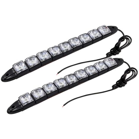 2PCS Feux de Jour LED Voiture,Universal 9LED Bandes Feux Diurnes Flexibles 12V Feux de Circulation Diurnes DRL Feux de Position pour Voitures/Camions/Bateaux